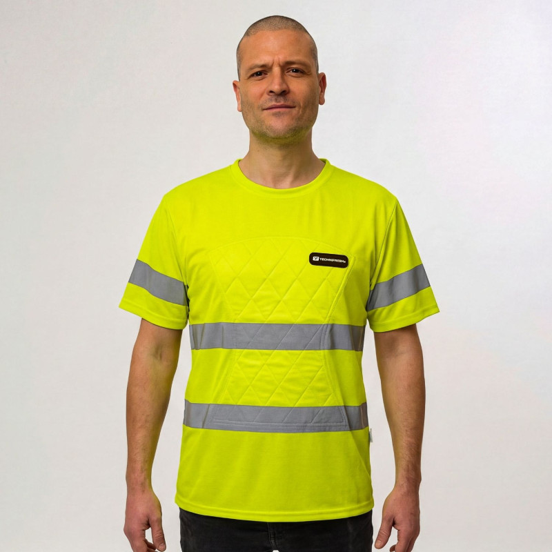T-shirt-Haute-visibilité-manches-courtes-jaune-homme-face