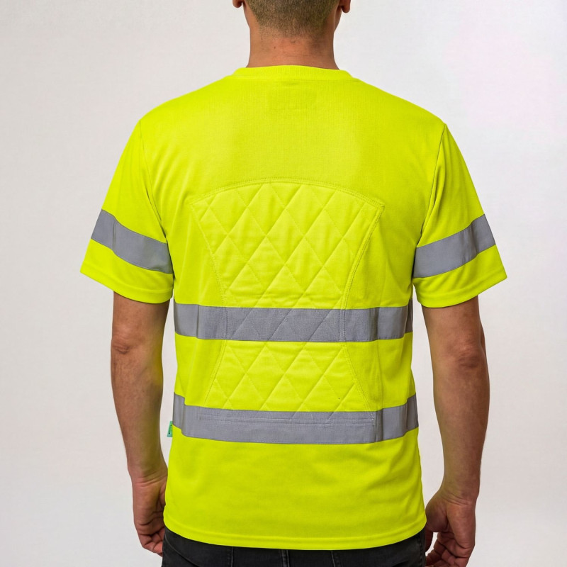 T-shirt-Haute-visibilité-manches-courtes-jaune-homme-dos