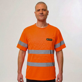 T-shirt-Haute-visibilité-manches-courtes-orange-homme-face