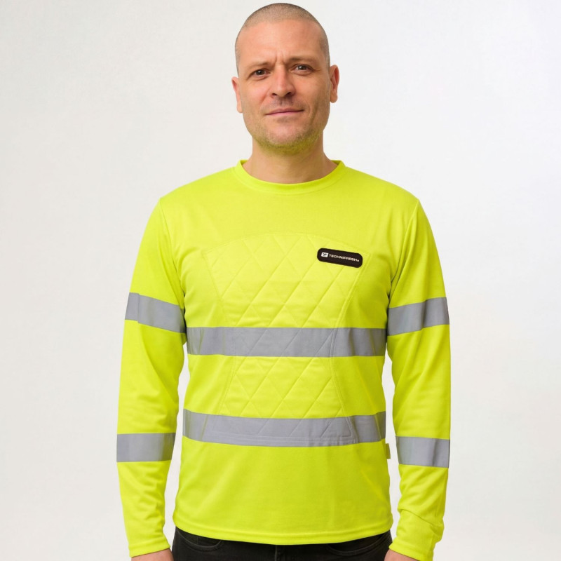 T-shirt-rafraichissant-haute-visibilité-jaune-manches-longues-homme-face