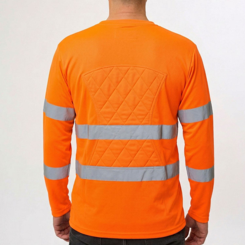 T-shirt-rafraichissant-haute-visibilité-orange-manches-longues-homme-dos