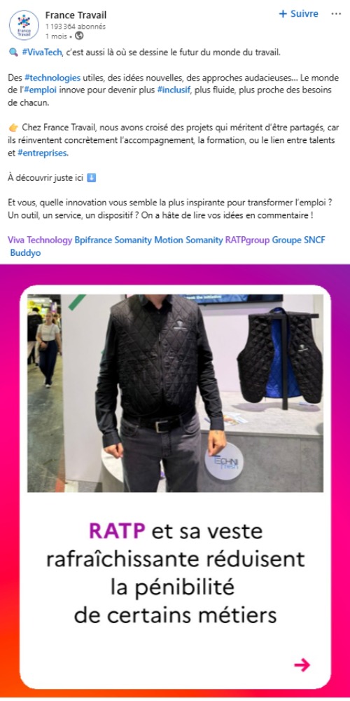 Veste Technifresh présentée par France Travail