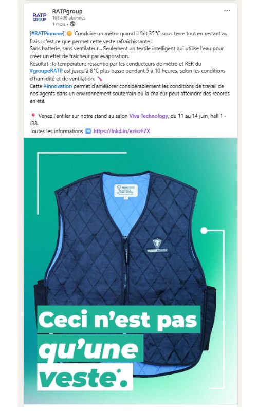 Post RATP sur LinkedIn