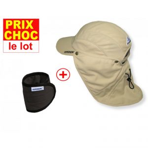 lot promo casquette protège nuque et paire de bracelets rafraichissants